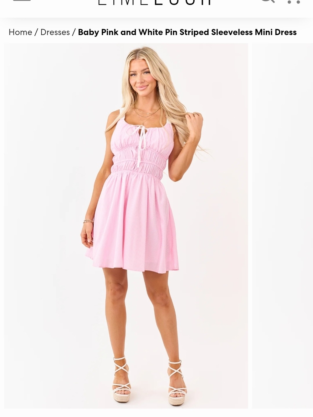 Lime Lush Baby Pink Sleeveless Mini Dress with Tie Front